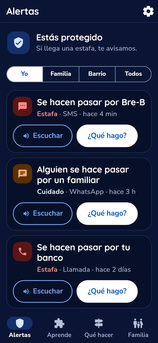 Alertas en modo oscuro